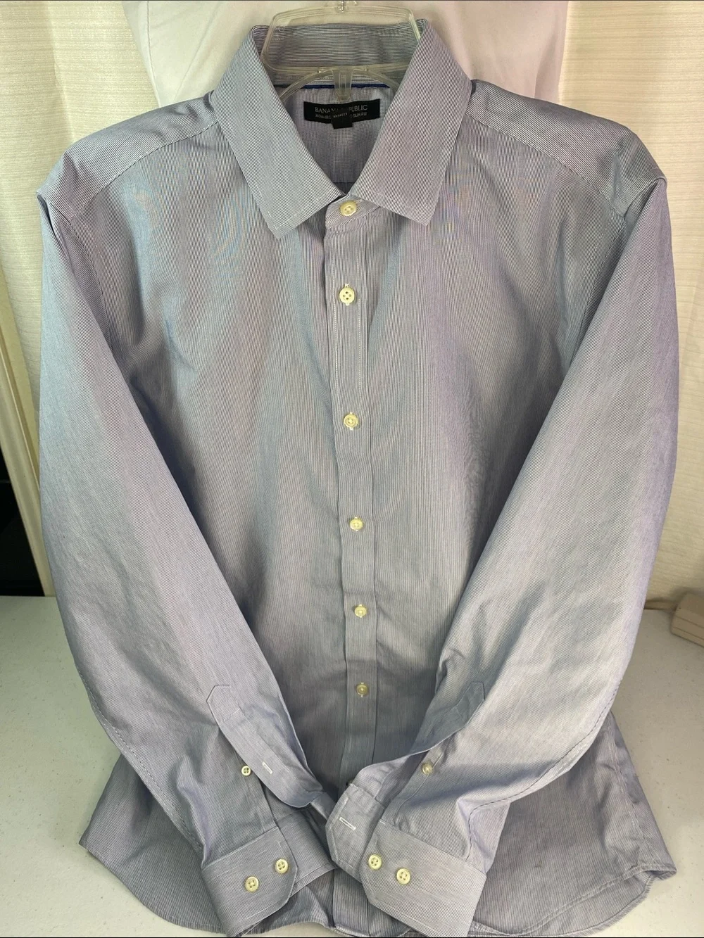 Banana Republic Men's Pale Blue Pinstripe Dress Shirt